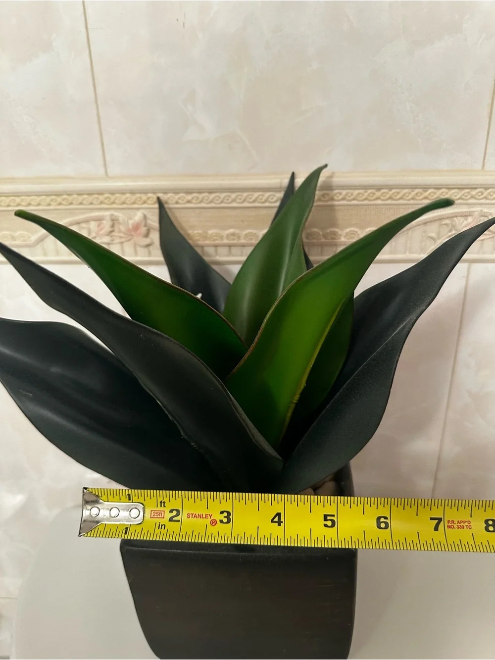 12” Agave Succulent Artificial Plant Home Decor In Black Square Planter